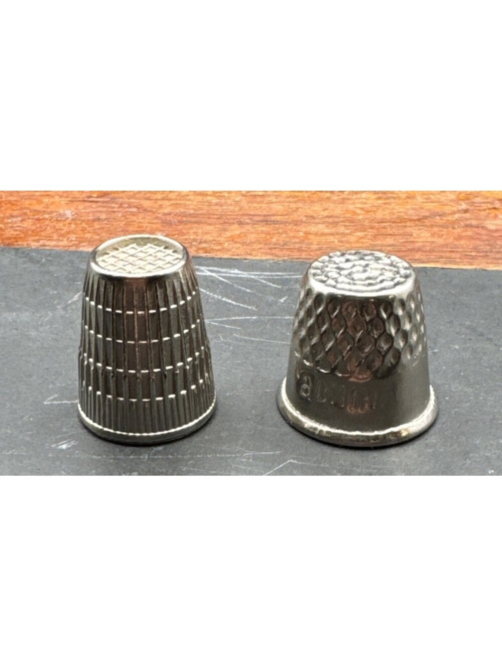 2- Silvertone Thimbles | Size 3 And 8 | Collectible